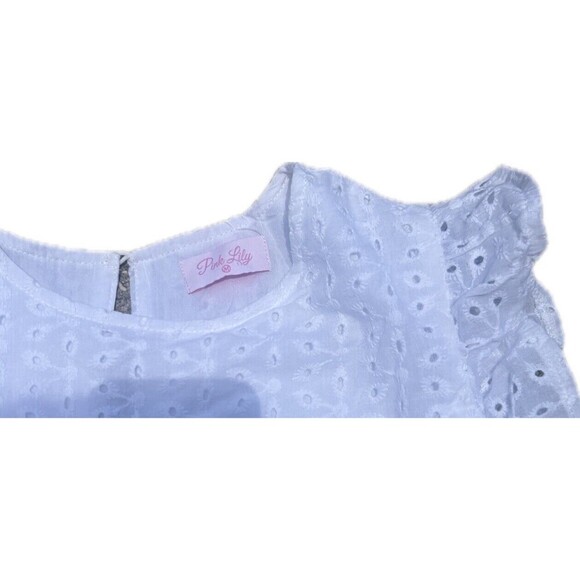 YOU FOUND MY HEART WHITE ROUND NECK LACE ROMPER DRESS Pinky Lily MEDIUM - Picture 3 of 7